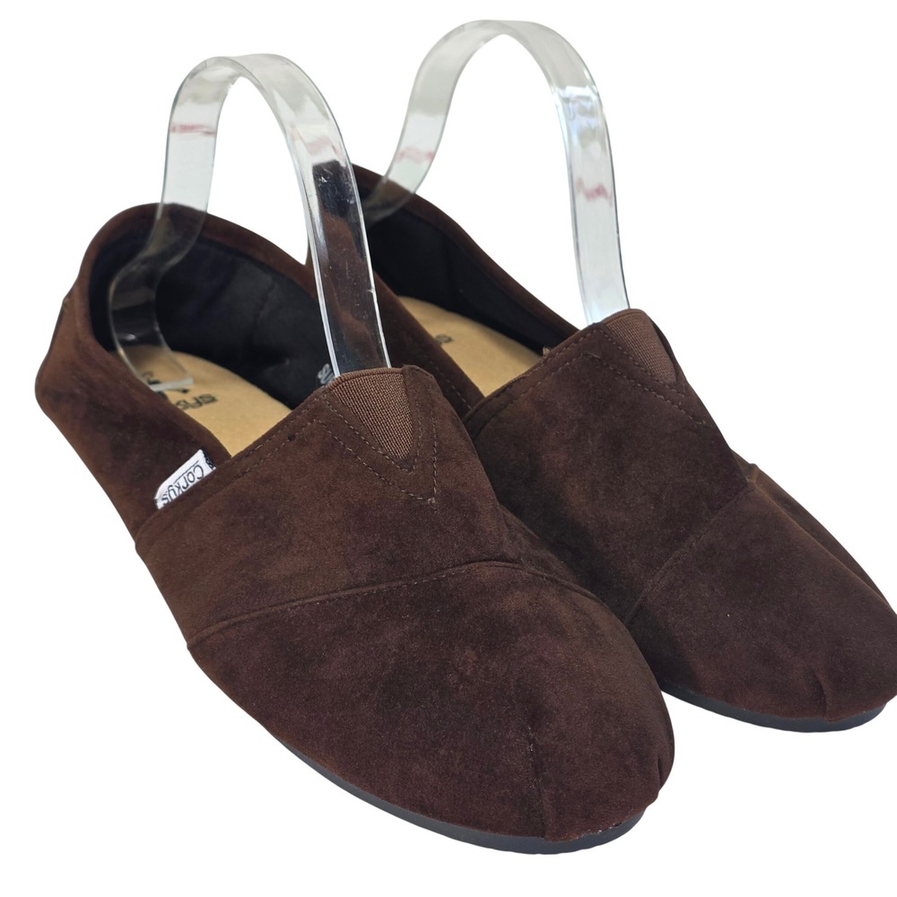 Corkys Sues Brown Faux Suede Slip On Alpargata Flats Shoes Womens 10 Comfort